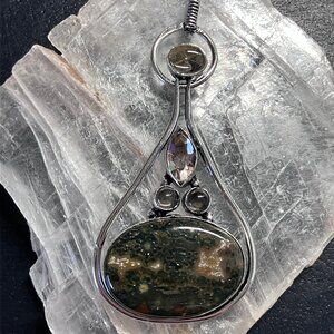 Ocean Jasper Golden Rutile Pendant Stone Crystal Jewelry